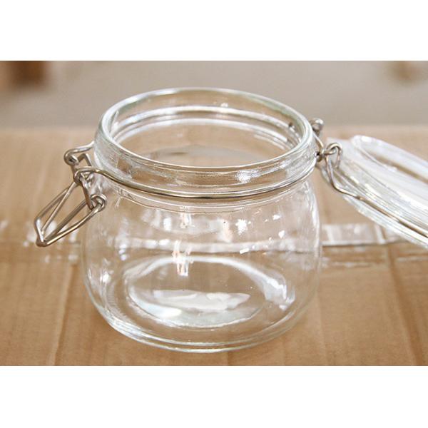 Ясные воздухонепроницаемые стеклянные опарникы со стальным запирая цветом крышки прозрачным