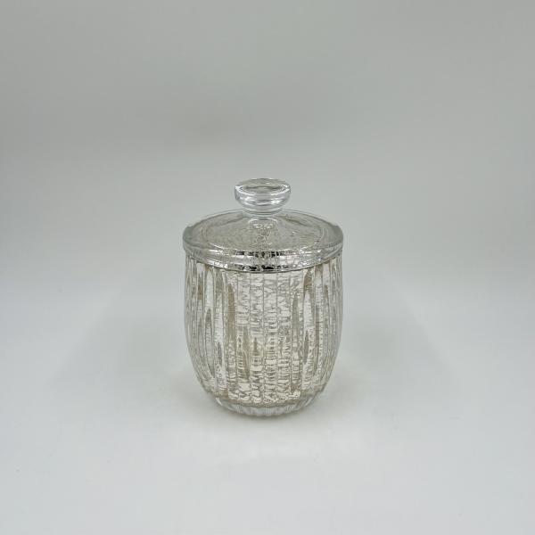 Accessoires de salle de bain en verre or mercure ensemble de forme ronde avec bande verticale côtelée distributeur de savon en verre porte-dentelle en verre porte-savon