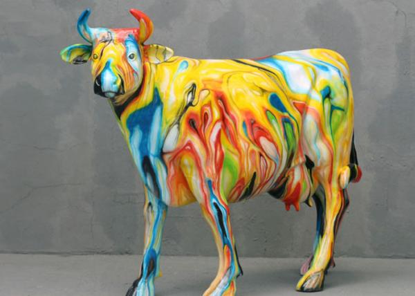 PNF exterior Art Fiberglass Cow Statue da escultura da fibra de vidro do animal moderno do metal