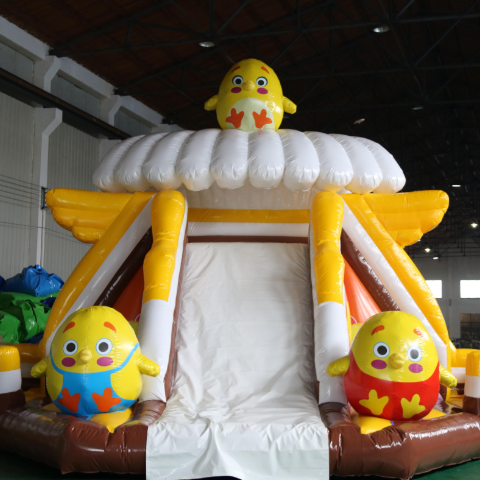 Yellow Circus Theme Inflatable Bounce House and Slide Combo for Kids Parties and Parks