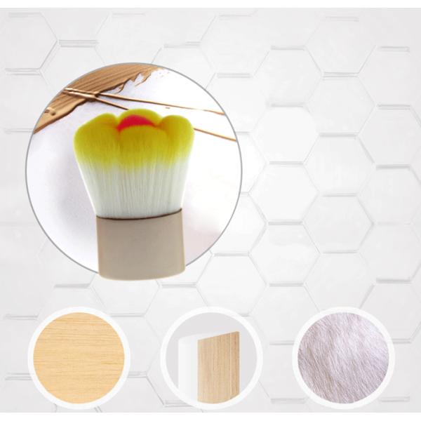 Bicolor Flower Shapes Powder Flat Top Kabuki Brush Plastic Handle