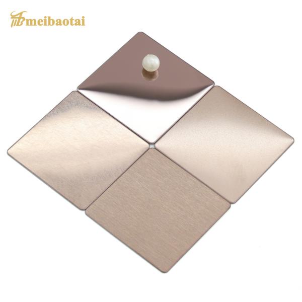 ASTM 304 Stainless Steel Sheet with Rose Golden PVD Coating and 8K Brushed Finish in 1219x2438mm Size
