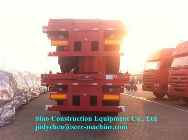 SCEC 3 Axles Flatbed Semi Trailer Max Loading 50 - 60ton With Front Side Plate