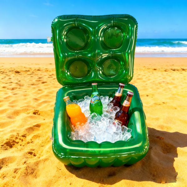 Inflatable Floating Ice Cooler with Lid, Customizable PVC Pool Drink Cooler with Cup Holders for Summer Parties, OEM ODM Supported Customizable Inflatable Floating Cooler with Lid, PVC Pool Ice Bucket
