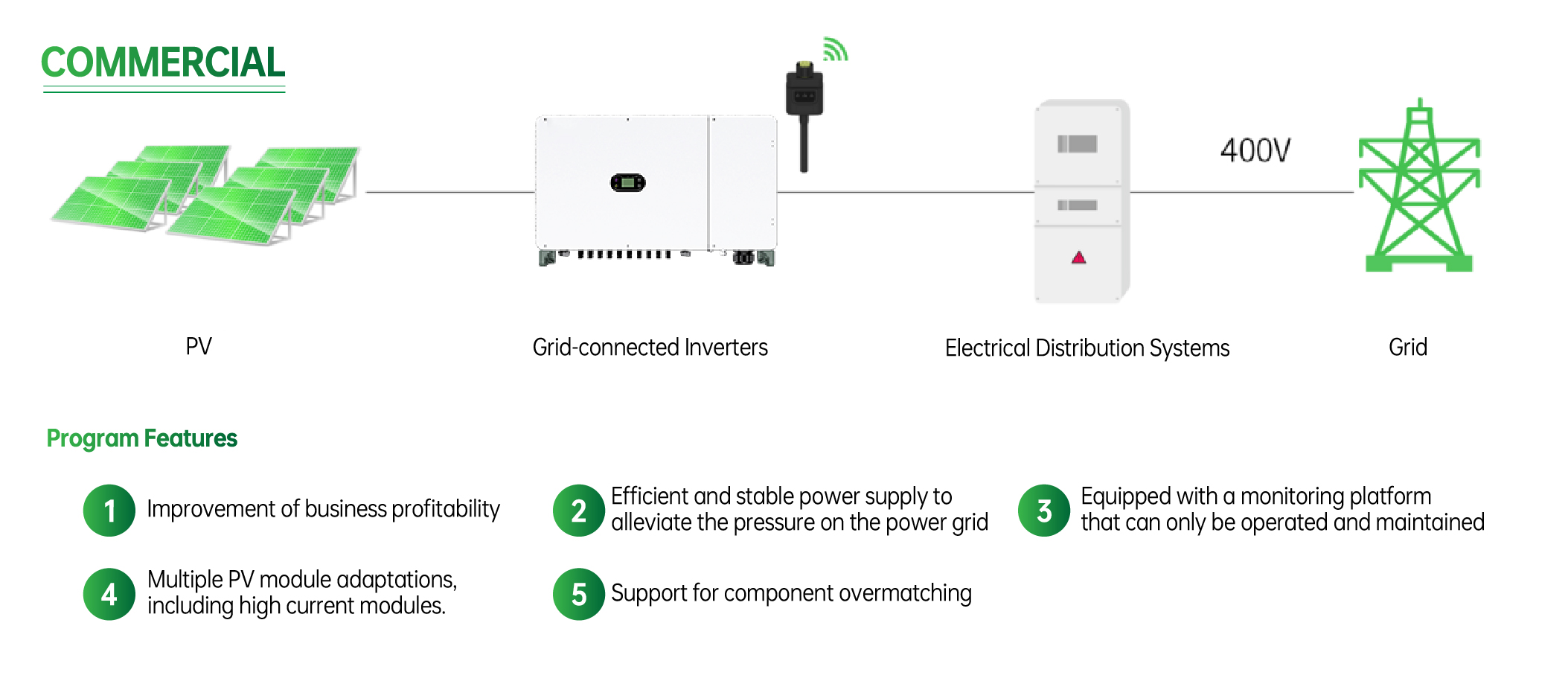 4G On-Grid Inverter with WiFi RS485 IP66 Protection 220V-540V