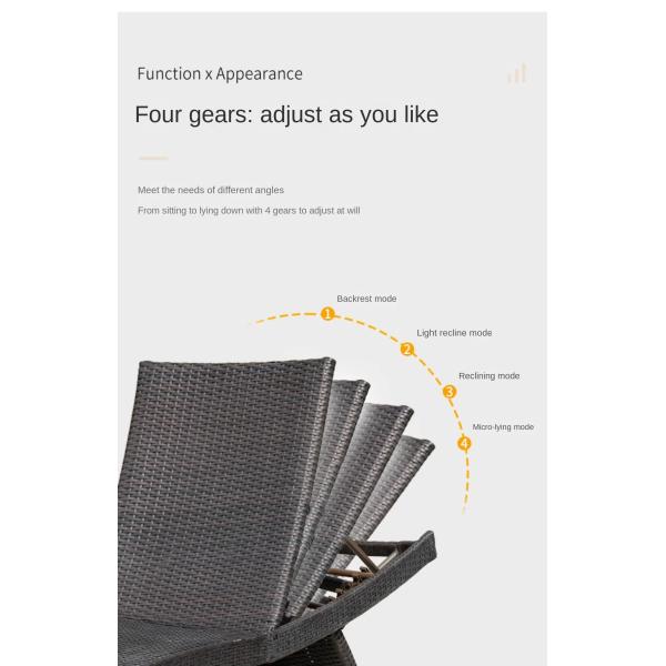 Modern Outdoor Garden Pool Lazy Patio Leisure Chair PE Rattan Twisted Vine Lounge Bed For Sleeping