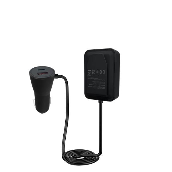52W Black Fast Charging USB Car Charger Triple Ports 1 USB A  2 USB C Car Power Adapter