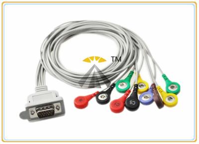 Gray 10 Lead ECG Electrode Cable Holter DMS 300 Series With Leadwires Snap IEC