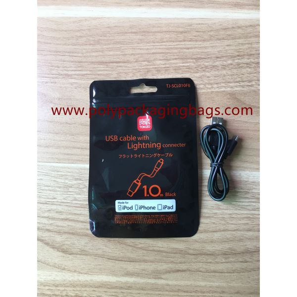 Dustproof Plastic Zipper Pouch For Iphone Earphone Charger Cable With Hand Hole