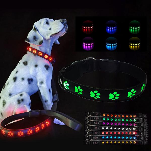 Suministros para mascotas Collar de perro LED con logotipo personalizado USB Modos de destello recargable Flash lento