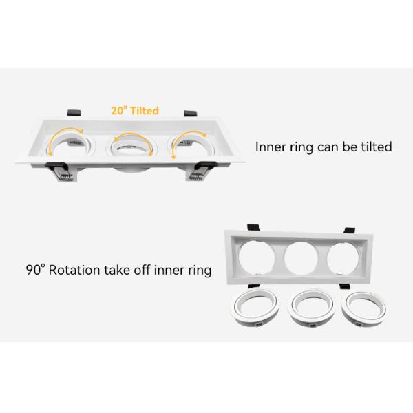 Aluminum Square Spotlight Anti-Glare 90° Rotation 20° Tilt For Commercial Lighting