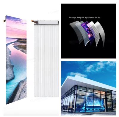 Film Type Outdoor LED Mesh Display Self Adhesive Transparent LED Mesh P6.5mm