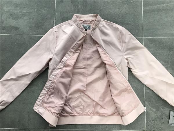 Menswear Zip PU Leather Coat Pink Polyester Nylon Bomber Jacket With Rib Detail TW69113