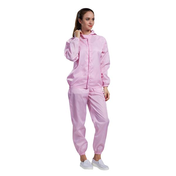 Industrial Washable Cleanroom Suit with Hood CE Certified ESD Protective Clothing for Pharma Manufacturing Safety
