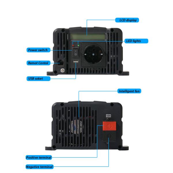 Lcd показывает 600 Dc инвертора 12V 24V волны синуса ватта чистый к Ac 110V 220V