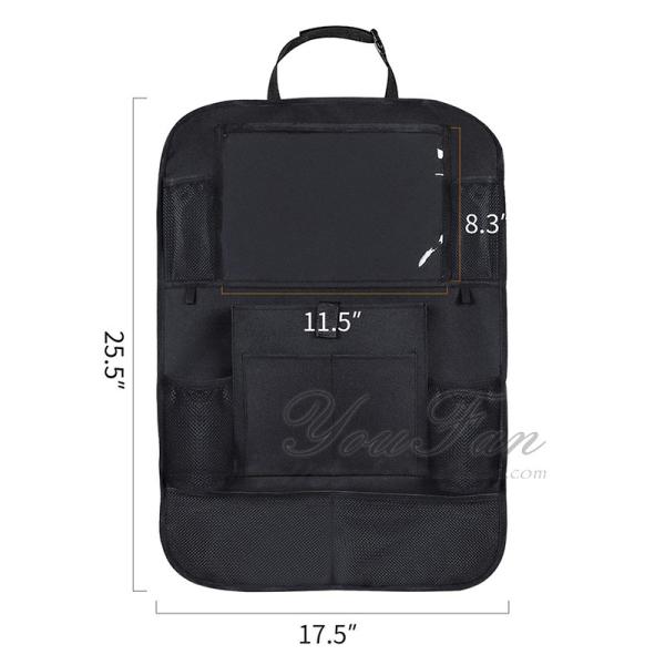 600D Oxford Cloth Car Seat Back Organizer Durable With 9 Storage Pockets