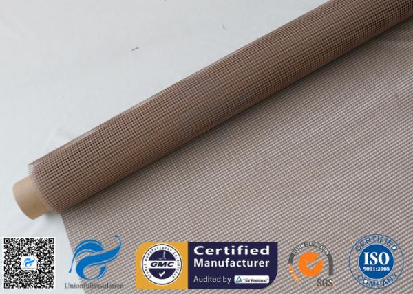 Brown 4x4mm  PTFE Coated Fiberglass Fabric For Conveyor Belt