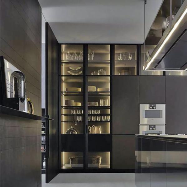 Customized Size Stainless Steel Kitchen Cabinets Beveled Edge Luxury