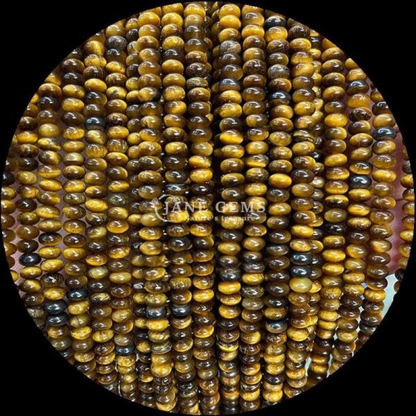 Natural Crystal Gemstone Rondelle Abacus Shape Amazonite Tiger Eye Loose Bead Strands for Yoga Bracelets