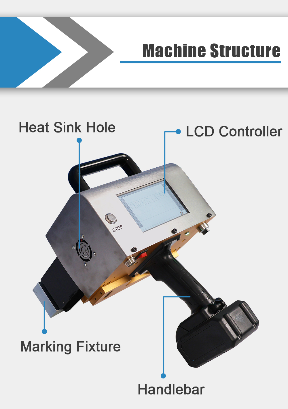 High Quality LCD Touch Screen Control Portable Handheld Lithium Battery Dot Pin Metal Dot Peen Marking Machine