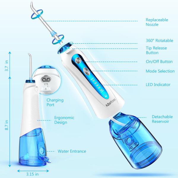 USB Charging Water Jet Flosser 4 Cleaning Modes Waterproof Design 1400 Times/Min