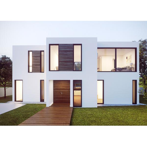 Villas prefabricadas a prueba de huracanes con ventanas corredizas de PVC de doble vidrio y kits de casas de acero con tablero de fascia de acero