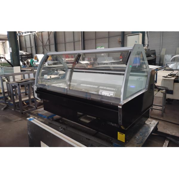 Refrigerador de doble puerta de acero inoxidable con puerta de cristal curva delantera elevable