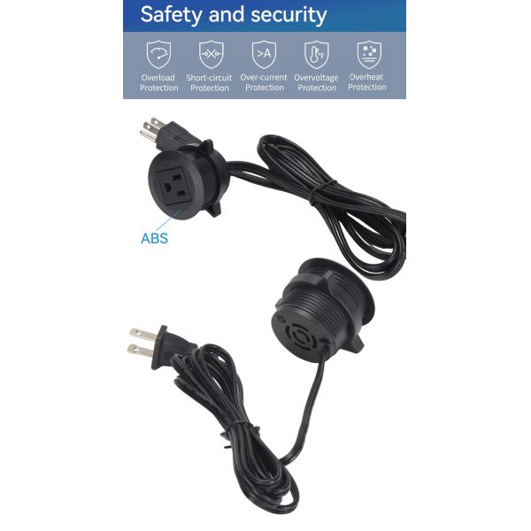 Single One Round Recessed USB Charger Power Desk Grommet Outlet 45mm Black