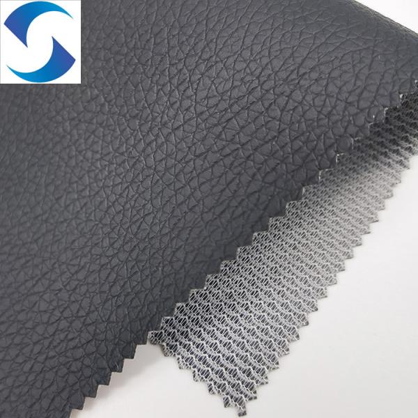 Black Faux PVC Leather Embossed Fabric ECO-friendly For Sofa