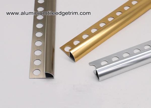 Aluminium Decorative Bullnose Ceramic Tile Edge / Edging Trim  For Tile Walls