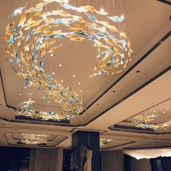 Non-standard Customized Glass Small Fish Hotel Lobby Lighting Sales Department Sand Table Chandelier