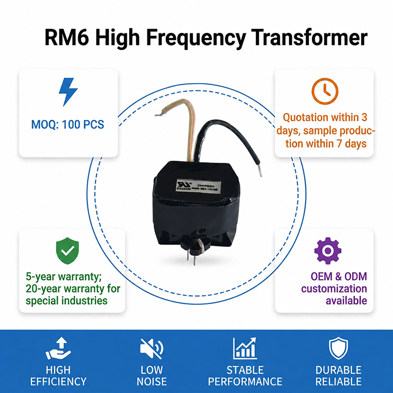 Custom Low Loss RM6 High Frequency Transformer for Professional Power Supply