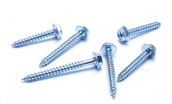 Blue Zinc Plated Drive Hexagon Flanged Head Metal Tapping Screws Pointed Screws