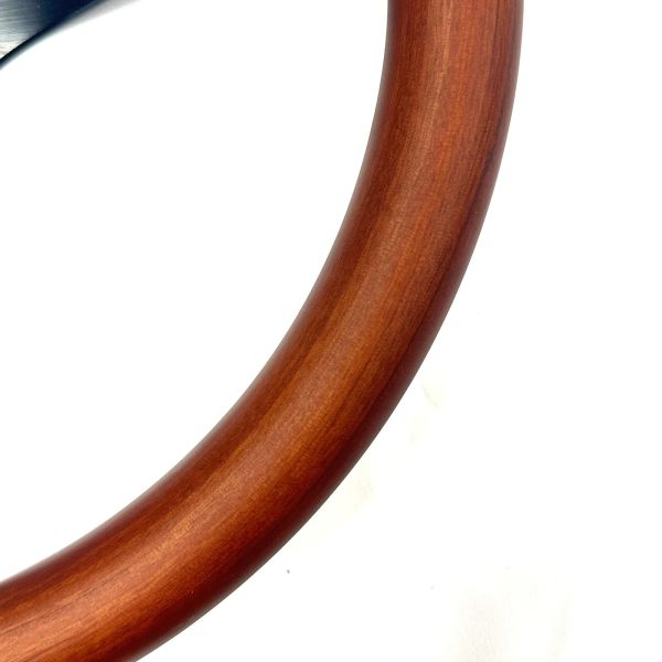 14 Inch  Classic Wood Mahogany Steering Wheel Matte Black Brushed Aluminum Spokes