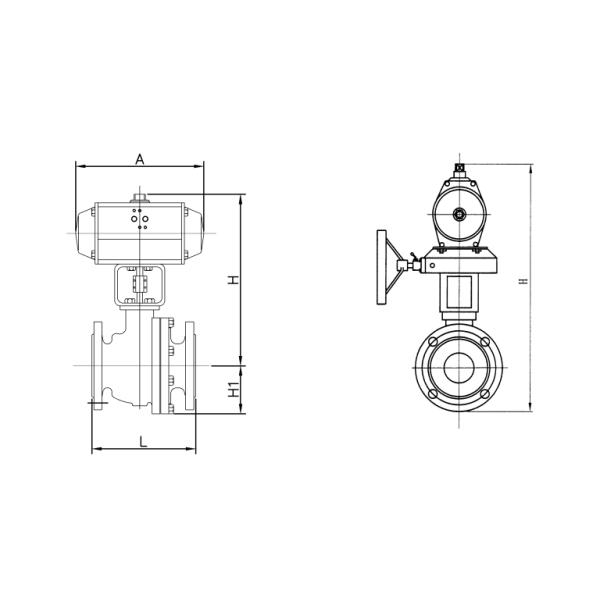 Pneumatic Fluoro Plastic Lined O Type Shut Off Ball Valve