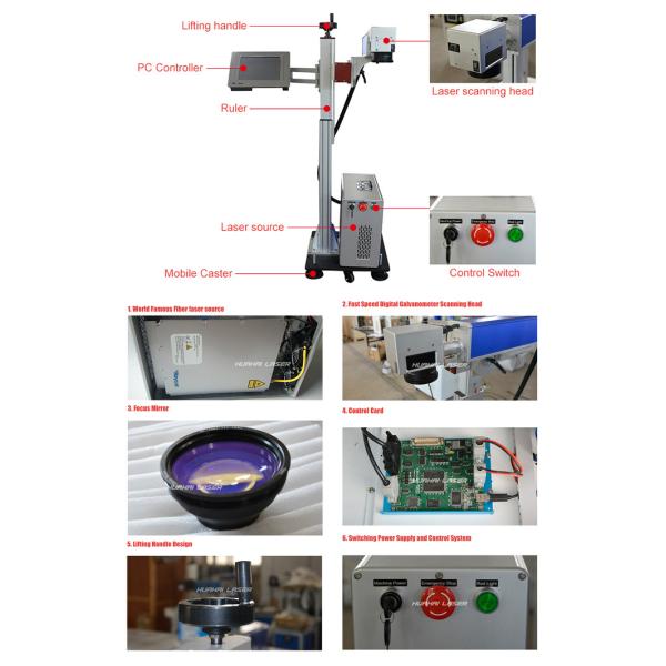Highly Effective Fly Laser Marking Machine With Conveyor Belt For Metal / Non - Metal