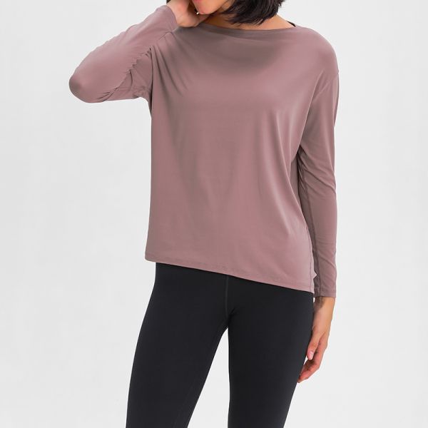 Soft Modal Long Sleeve Boat Neck Top and Leggings Set Dusty Blue Stretchy Breathable