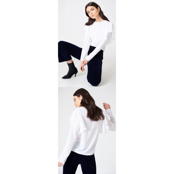 New Fashionable Women Formal White Frill Blouse Women