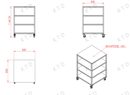 Aluminum Tube Industrial Trolley Special Measuring Frame Transfer Vehicle