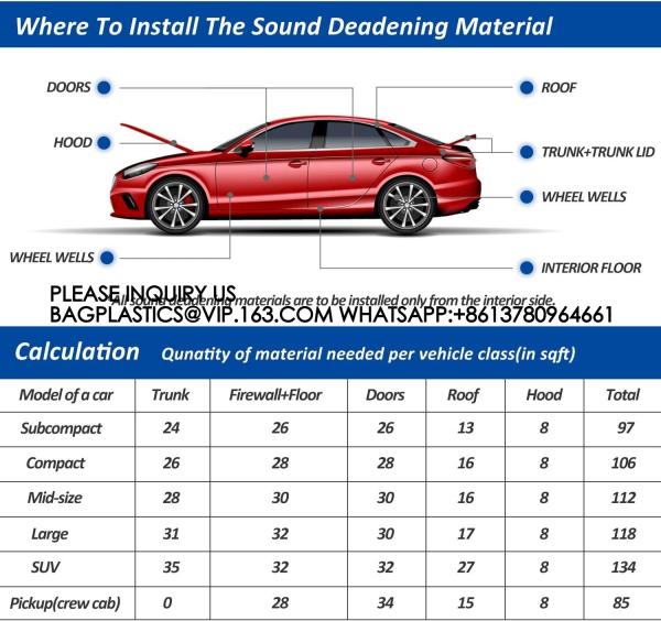 Car Heat Sound Deadening Insulation Mat, - 394 Mil 10.8 Sqft Automobile Sound Deadening & Heat Insulation Material