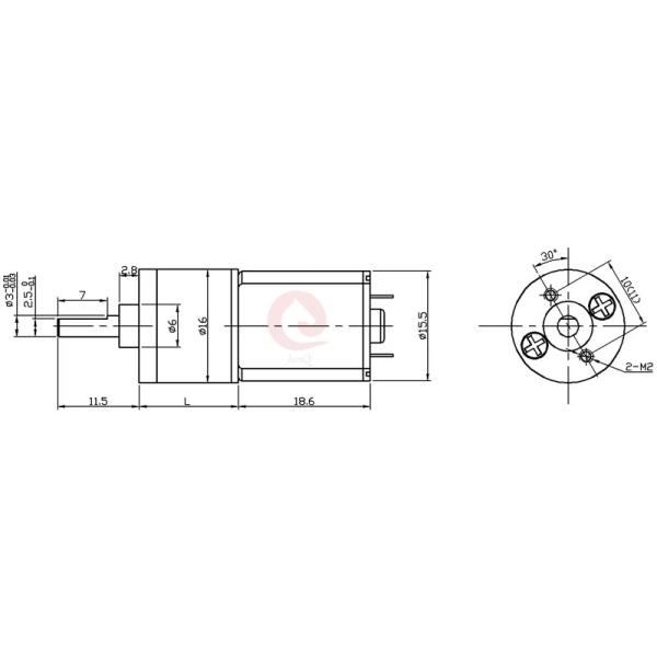 DC 030 почистил мотор щеткой с коробкой передач 16RS030 шпоры 16mm, 3~6VDC, 0.4~1.2kgf.cm 9~1040rpm, подгоняет вал, скорость, напряжение тока