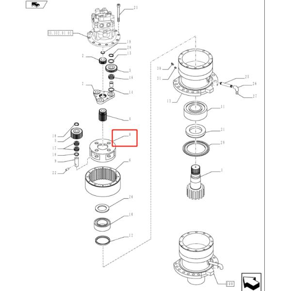 Части YN32W01130P1 SK210-8S планетарной шестерни Kobelco несущей коробки передач качания 2-ые