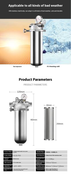 Food Grade 304 Stainless Steel Pre Filter 40 Microns 10Tons Whole House Water Treatment System