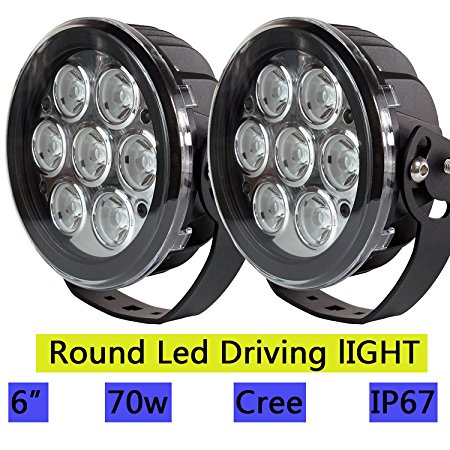 Pure White 6 Inch 70W Spot LED Driving Lights for Jeep Truck High Brightness