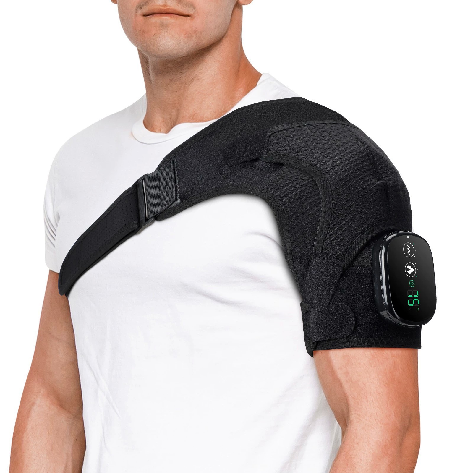 Heating Massage Shoulder Strap with 45°C-75°C Levels, 5000mAh Battery, and Neoprene Rubber Material