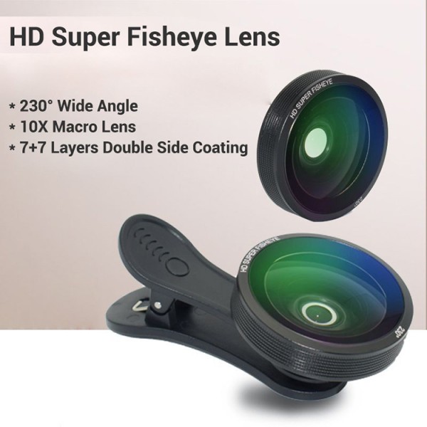 Wide Angle Phone Camera Lens HD Phone Fisheye Lens With 230 Degree