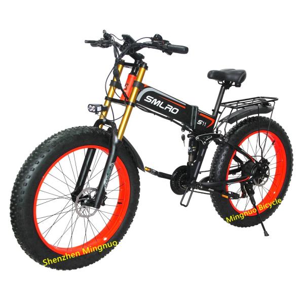 1KW Fat Tyre Folding Bike , 48V foldable electric cycle WIth Hidden Battery