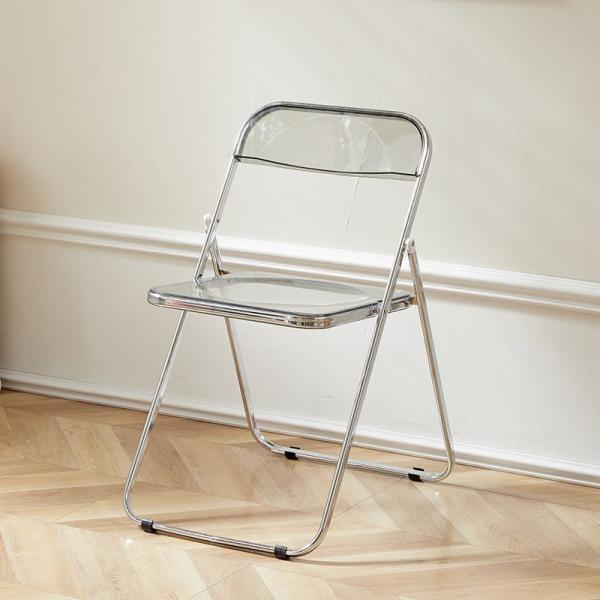 Modern Acrylic Stackable, Plastic Folding Dining Room Armless Home Comfortable Event Chair, Clear, Transparent