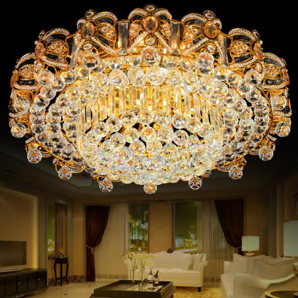 Lampe de salon ronde Lampe en cristal minimaliste moderne LED Chambre à coucher Luxe Plafonnier en cristal