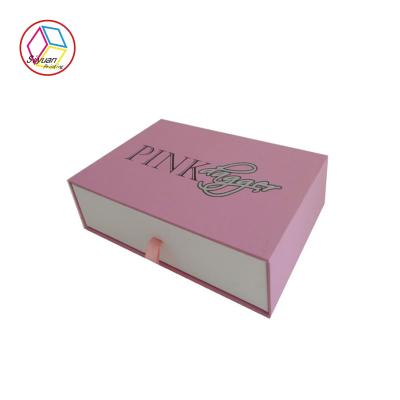 Caixa de presente cor-de-rosa do papel da joia/deslizamento do tamanho de Cutomized das caixas de presente da gaveta